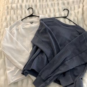 two aerie cropped lightweight longsleeves